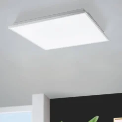 Plafoniere Moderne-Eglo herrora plafoniera bianca led 22w quadrata dimmerabile controllo remoto app