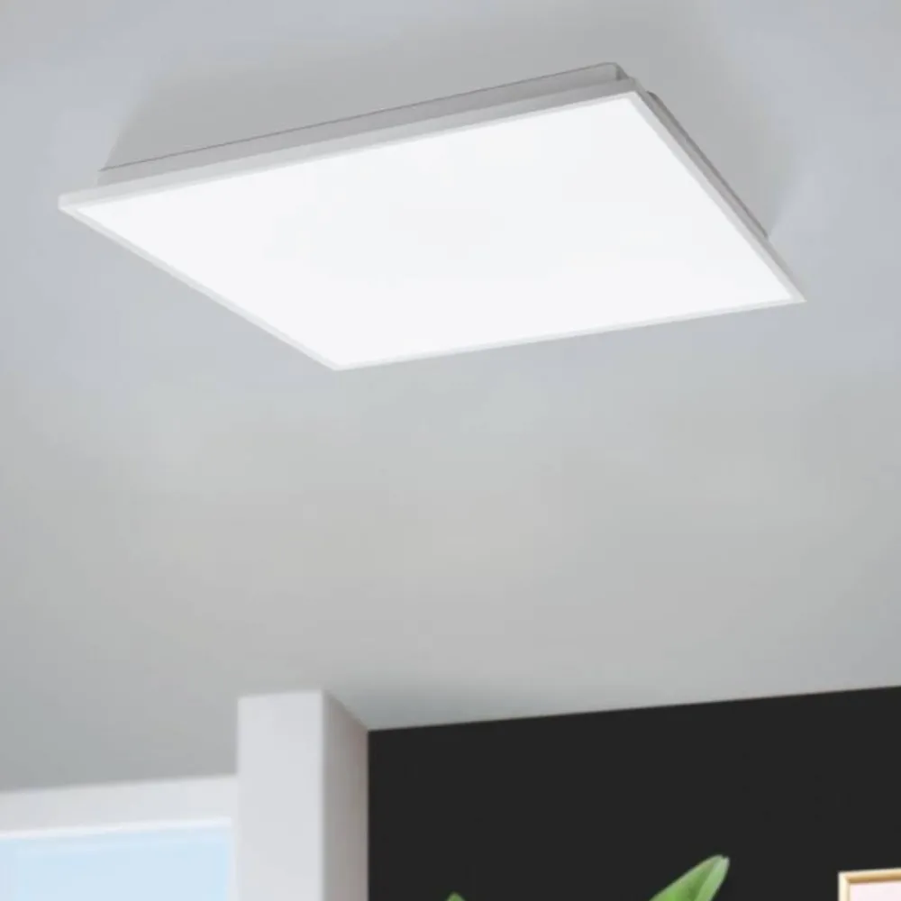 Plafoniere Moderne-Eglo herrora plafoniera bianca led 22w quadrata dimmerabile controllo remoto app