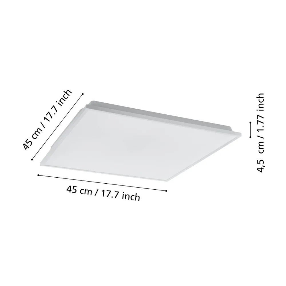 Plafoniere Moderne-Eglo herrora plafoniera bianca led 22w quadrata dimmerabile controllo remoto app