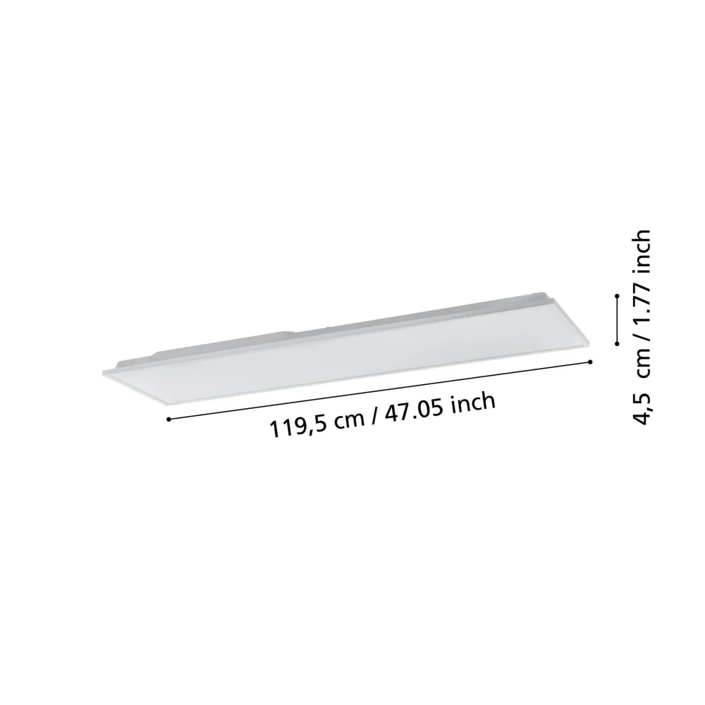Plafoniere Moderne-Eglo herrora plafoniera led 120x30 bianca 32w controllo remoto app da 2700k a 6500k