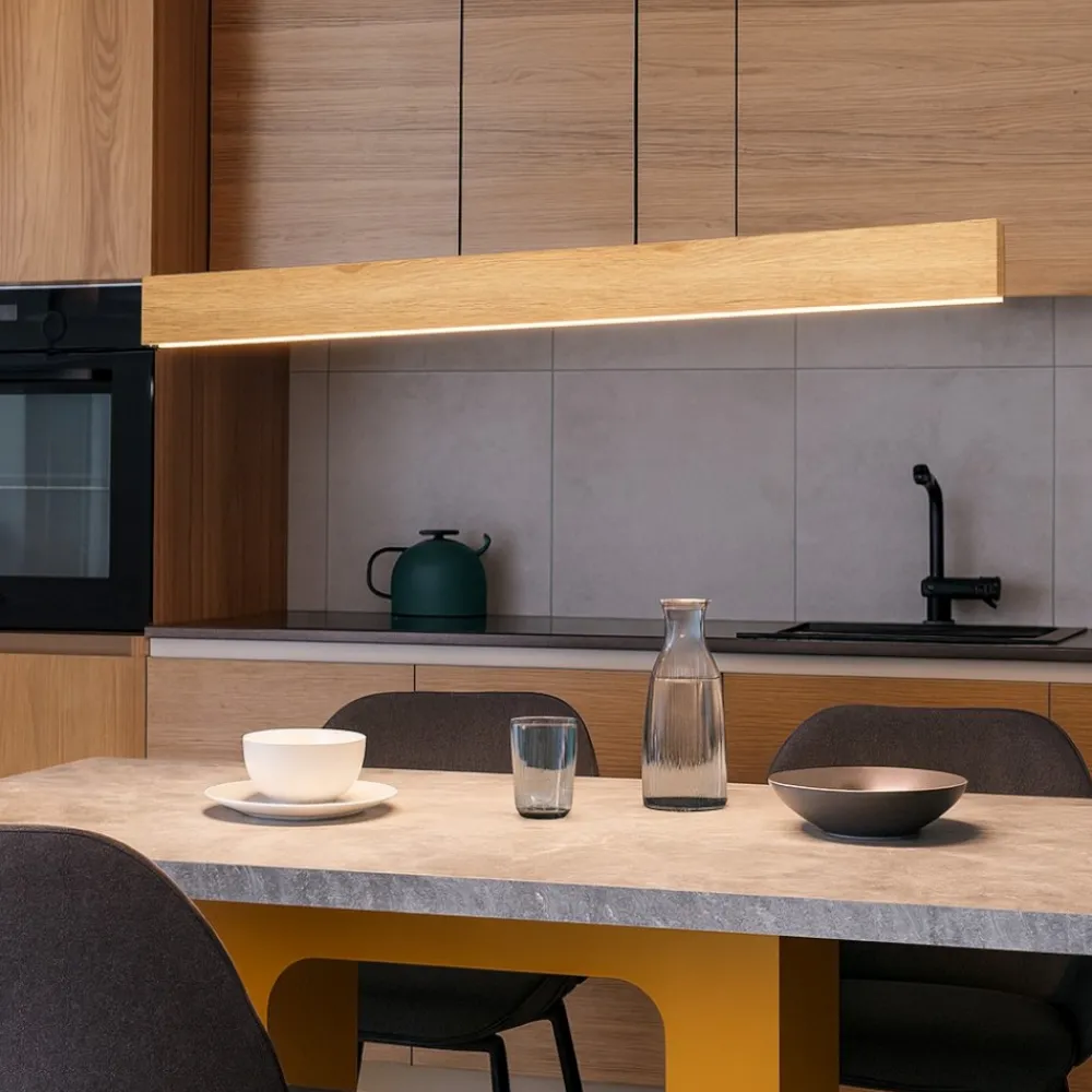 Lampadari Cucina-Eglo lampadario a barra per cucina in legno led rgb 2700k a 6500k controllo remoto app