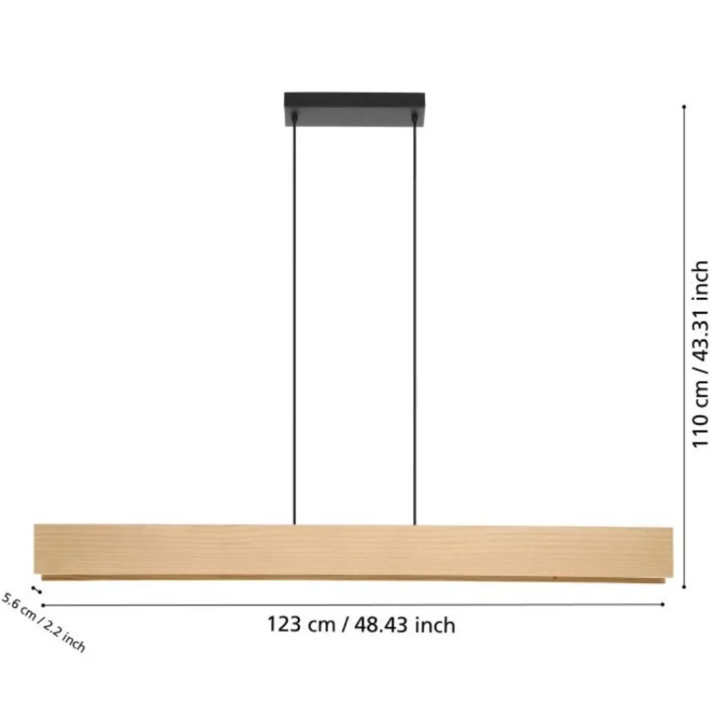 Lampadari Cucina-Eglo lampadario a barra per cucina in legno led rgb 2700k a 6500k controllo remoto app