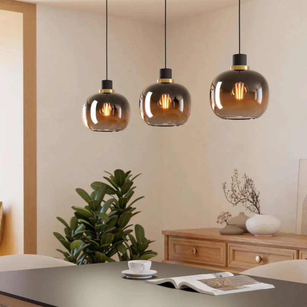 Lampadari Moderni-Eglo lampadario moderno vetri marrone per soggiorno oilella