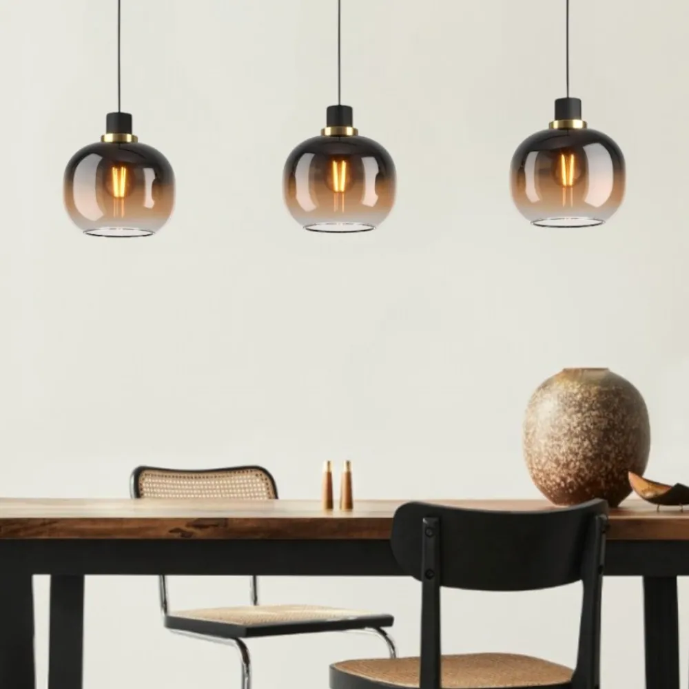Lampadari Moderni-Eglo lampadario moderno vetri marrone per soggiorno oilella