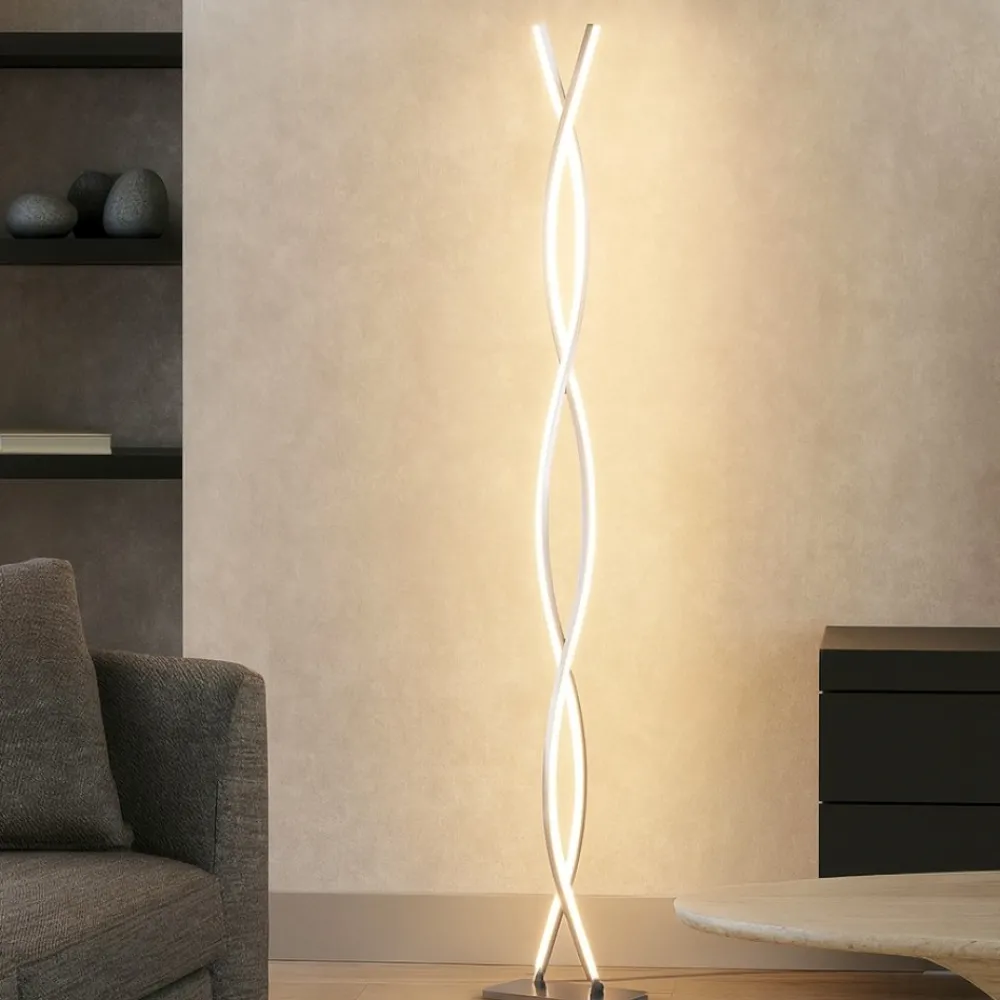 Lampade Da Terra-Eglo lasana lampada da terra intrecciata led 36w 3000k design moderna cromo