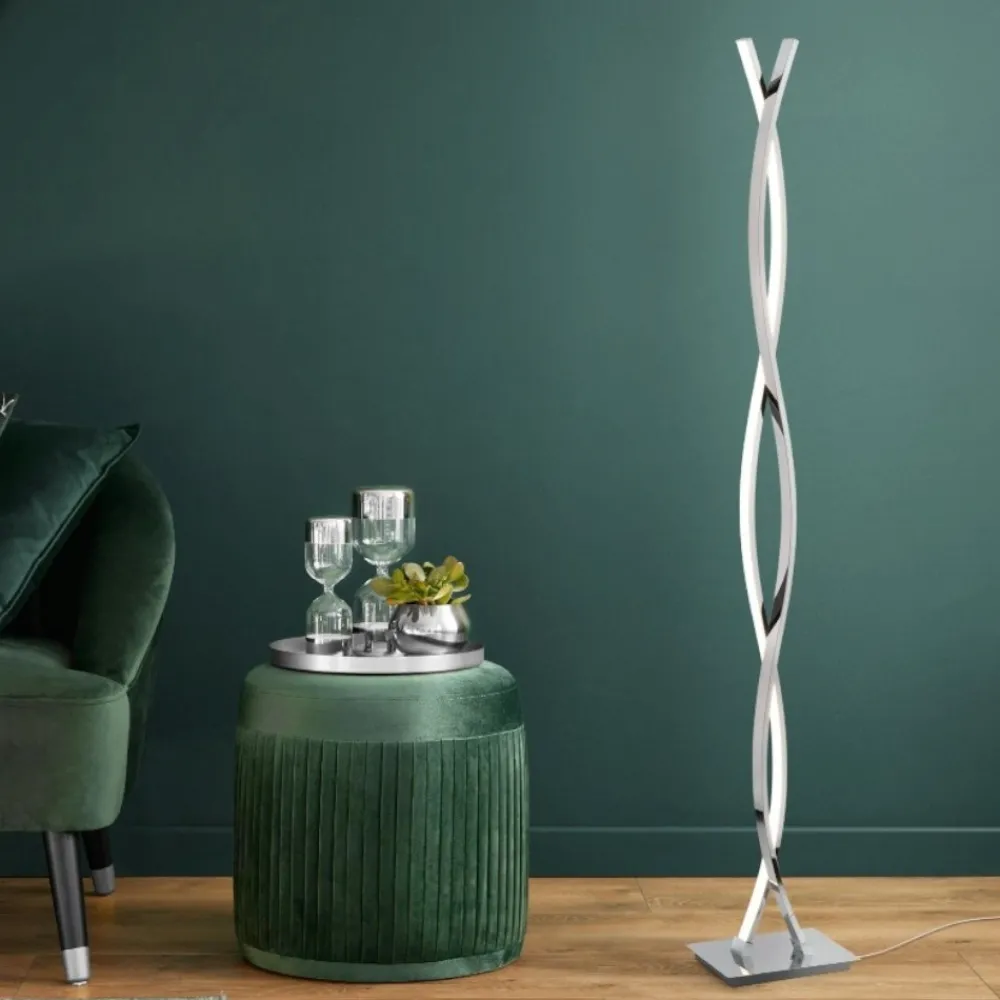 Lampade Da Terra-Eglo lasana lampada da terra intrecciata led 36w 3000k design moderna cromo