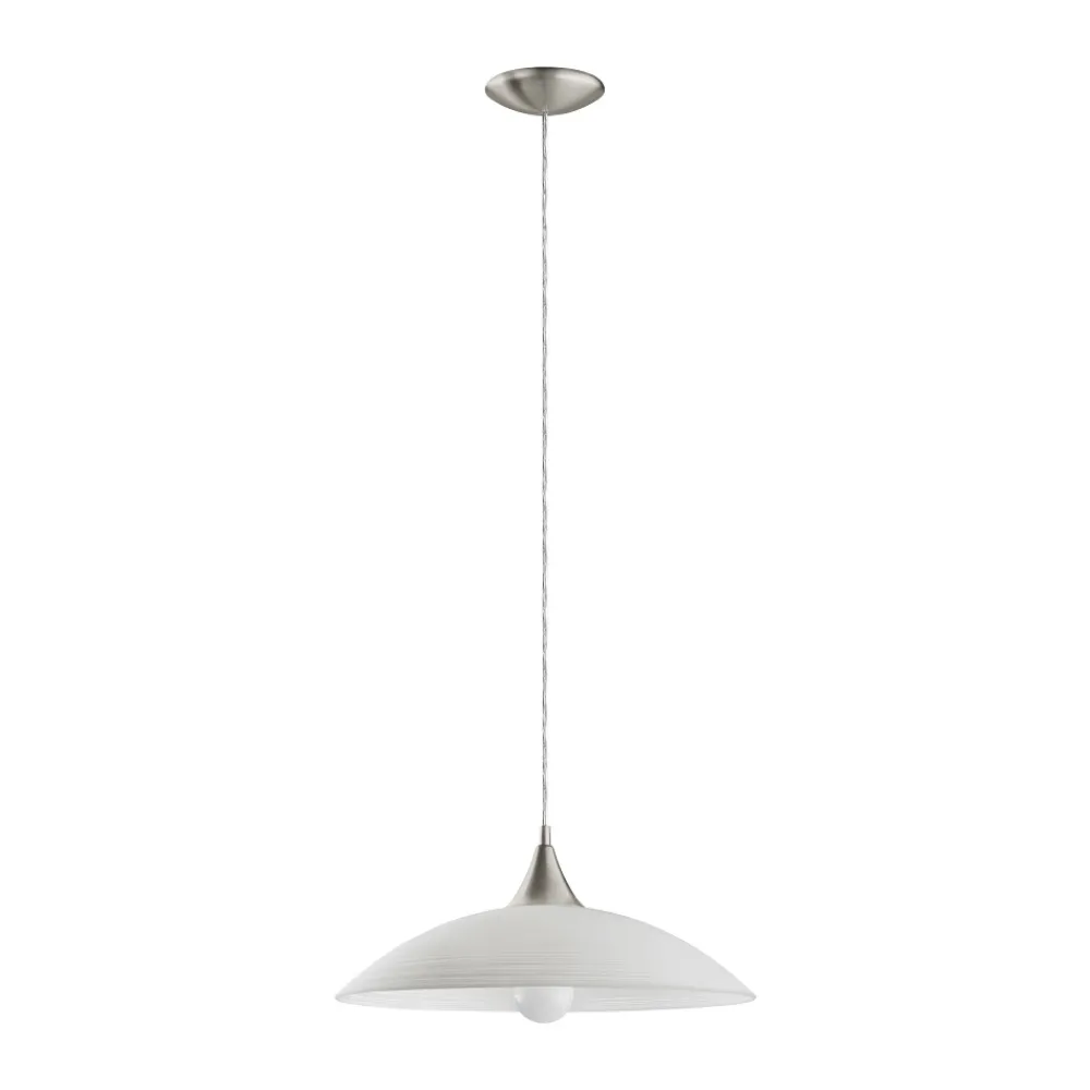 Lampadari Cucina-Eglo lazolo lampadario per cucina piatto in vetro bianco