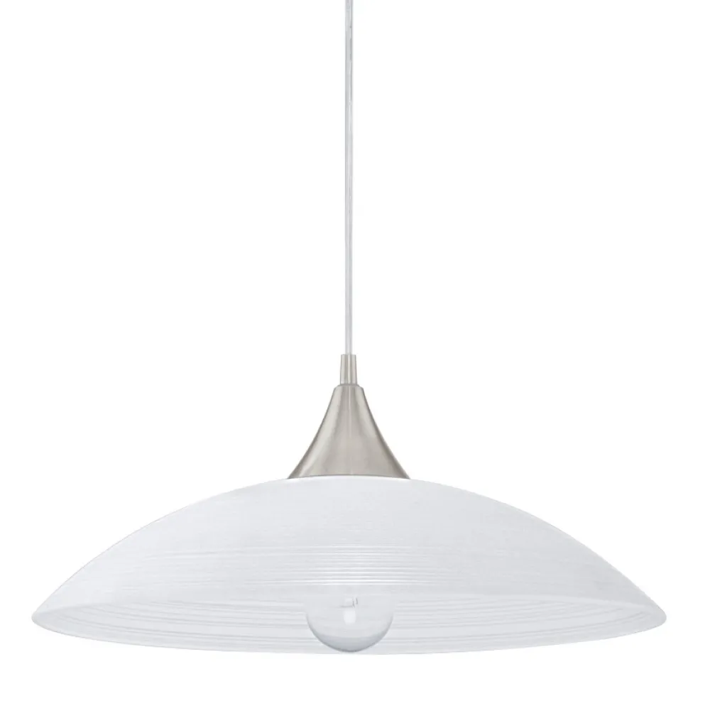 Lampadari Cucina-Eglo lazolo lampadario per cucina piatto in vetro bianco