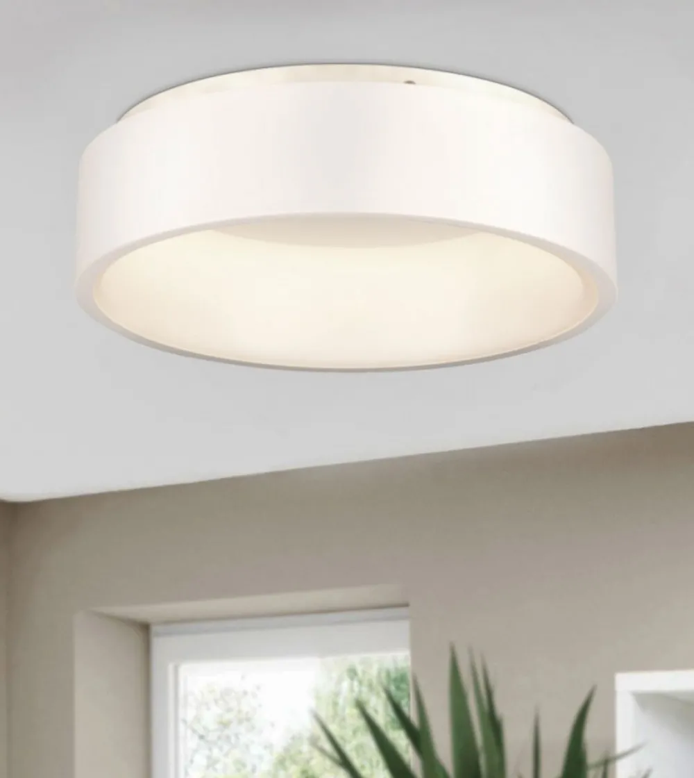 Plafoniere Moderne-Eglo marghera plafoniera cucina 45cm 25w 3000k dimmerabile bianco moderna rotonda