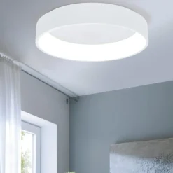Plafoniere Moderne-Eglo marghera plafoniera led 34w 3000k dimmerabile rotonda bianca moderna