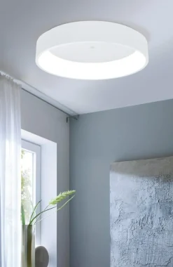 Plafoniere Moderne-Eglo marghera plafoniera led 34w 3000k dimmerabile rotonda bianca moderna