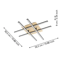 Plafoniere Moderne-Eglo marinello plafoniera led 26w 3000k in legno nera design moderna