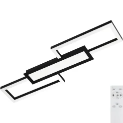 Plafoniere Moderne-Eglo monirote plafoniera nera led 3000k a 6500k dimmerabile