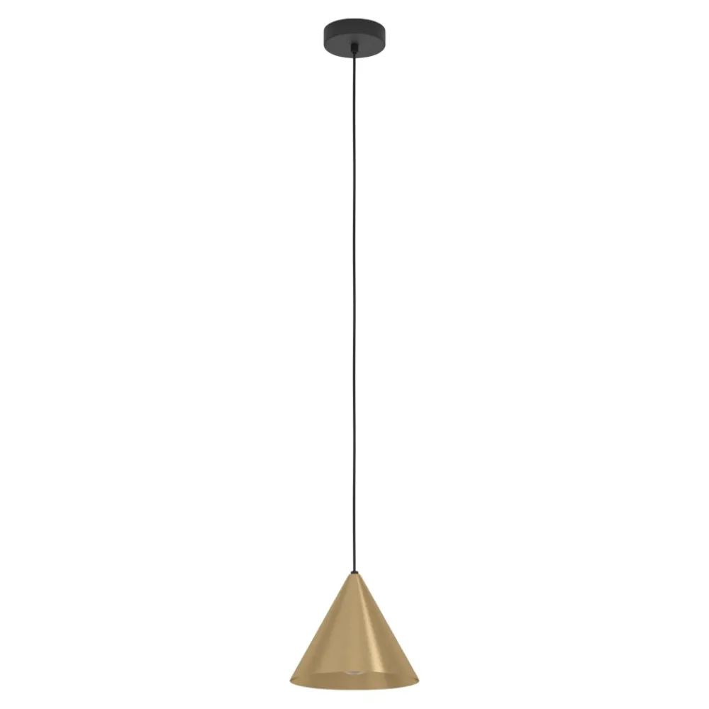 Lampade A Sospensione-Eglo narices lampada dorata a sospensione per isola cono oro ottone