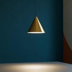 Lampade A Sospensione-Eglo narices lampada dorata a sospensione per isola cono oro ottone