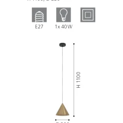 Lampade A Sospensione-Eglo narices lampada dorata a sospensione per isola cono oro ottone