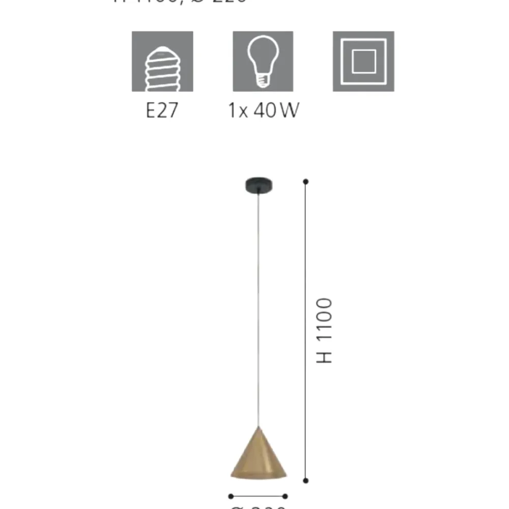 Lampade A Sospensione-Eglo narices lampada dorata a sospensione per isola cono oro ottone