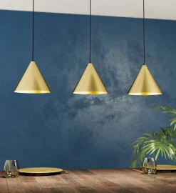 Lampadari Cucina-Eglo narices lampadario dorato per cucina