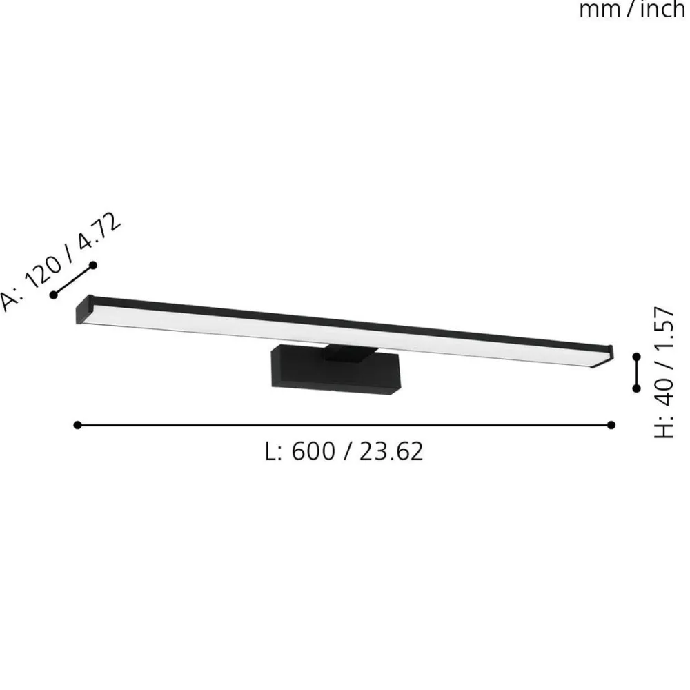 Applique Da Bagno-Eglo pandella applique nero per specchio da bagno led 11w 4000k