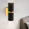Applique Da Parete-Eglo passa applique lampada da parete cilindro nero oro