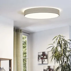 Plafoniere Moderne-Eglo pasteri plafoniera moderna tonda tessuto tortora 57 cm