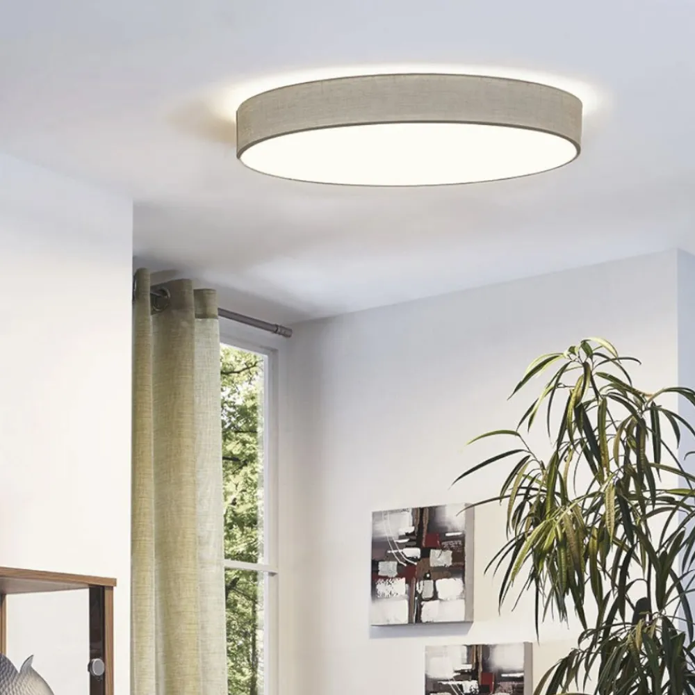 Plafoniere Moderne-Eglo pasteri plafoniera moderna tonda tessuto tortora 57 cm