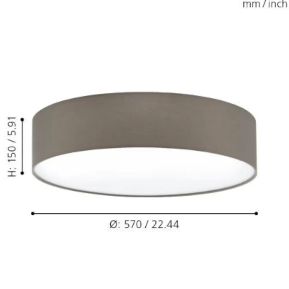 Plafoniere Moderne-Eglo pasteri plafoniera moderna tonda tessuto tortora 57 cm