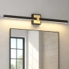 Applique Da Bagno-Eglo peguera applique da bagno ip44 colore nero oro per specchio led 3000k