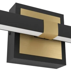 Applique Da Bagno-Eglo peguera applique da bagno ip44 colore nero oro per specchio led 3000k