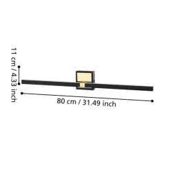 Applique Da Bagno-Eglo peguera applique da bagno ip44 colore nero oro per specchio led 3000k