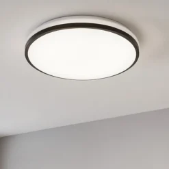 Plafoniere Bagno-Eglo pinetto plafoniera da bagno rotonda bianca e nera led 4000k ip44