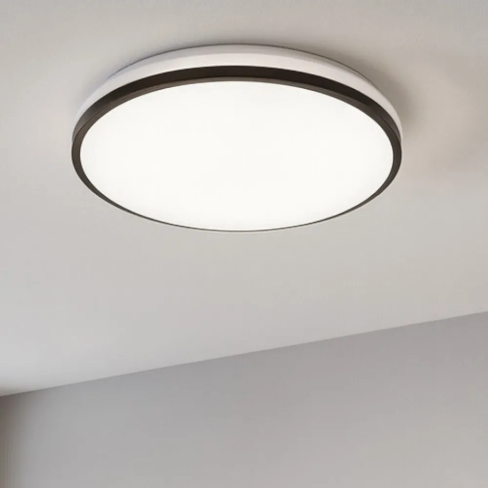 Plafoniere Bagno-Eglo pinetto plafoniera da bagno rotonda bianca e nera led 4000k ip44