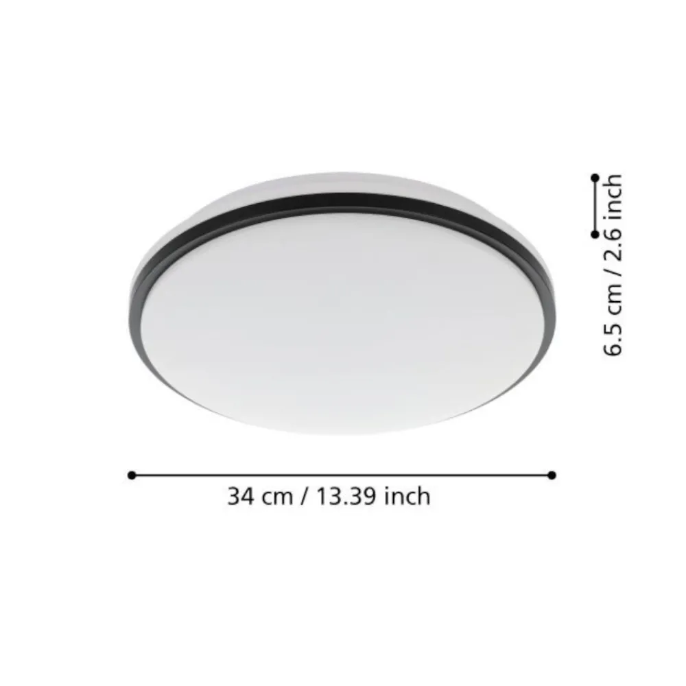 Plafoniere Bagno-Eglo pinetto plafoniera da bagno rotonda bianca e nera led 4000k ip44