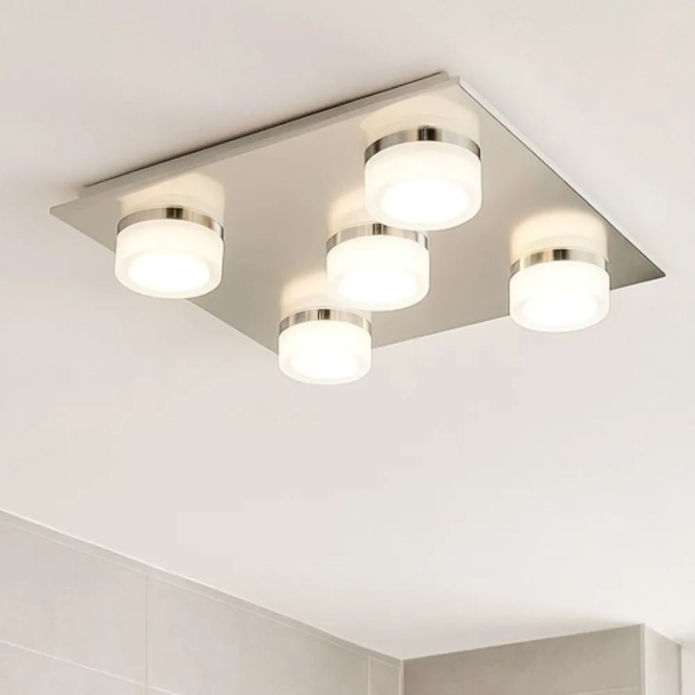 Plafoniere Bagno-Eglo plafoniera da bagno romendo 5 luci led 3000k ip44