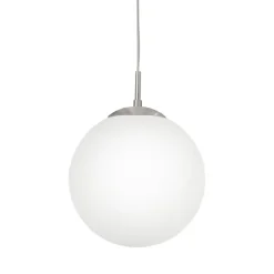 Lampadari Cucina-Eglo rondo lampadario pendente per cucina sfera vetro bianco
