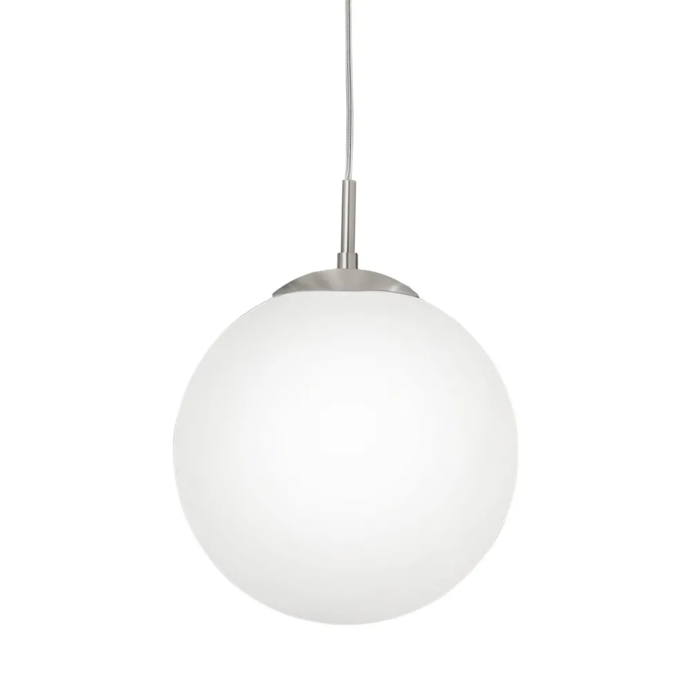 Lampadari Cucina-Eglo rondo lampadario pendente per cucina sfera vetro bianco
