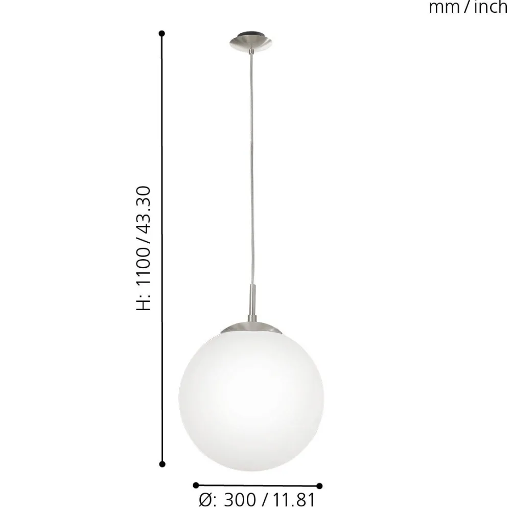 Lampadari Cucina-Eglo rondo lampadario pendente per cucina sfera vetro bianco