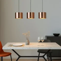 Lampadari Moderni-Eglo saganto lampadario cilindri rame per tavolo soggiorno