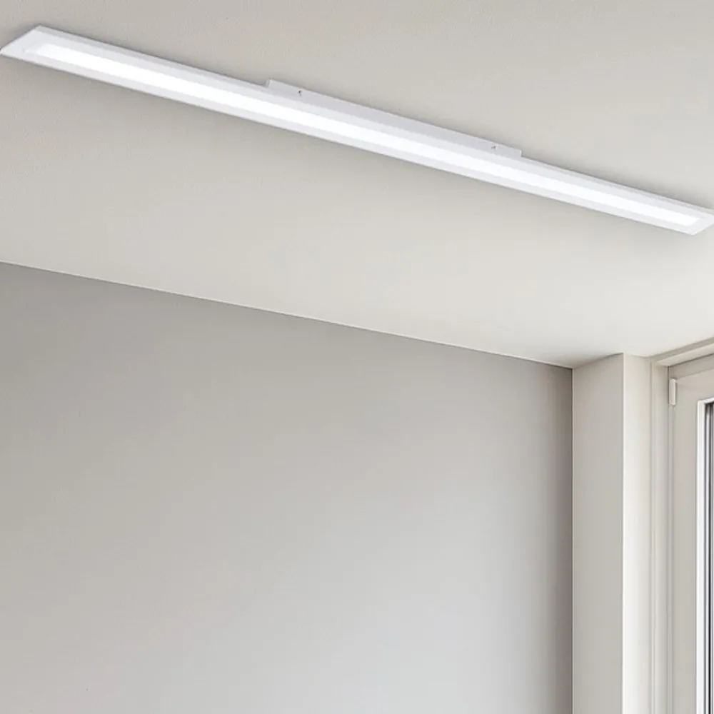 Plafoniere Moderne-Eglo salobrena plafoniera da cucina led 4000k rettangolare bianco