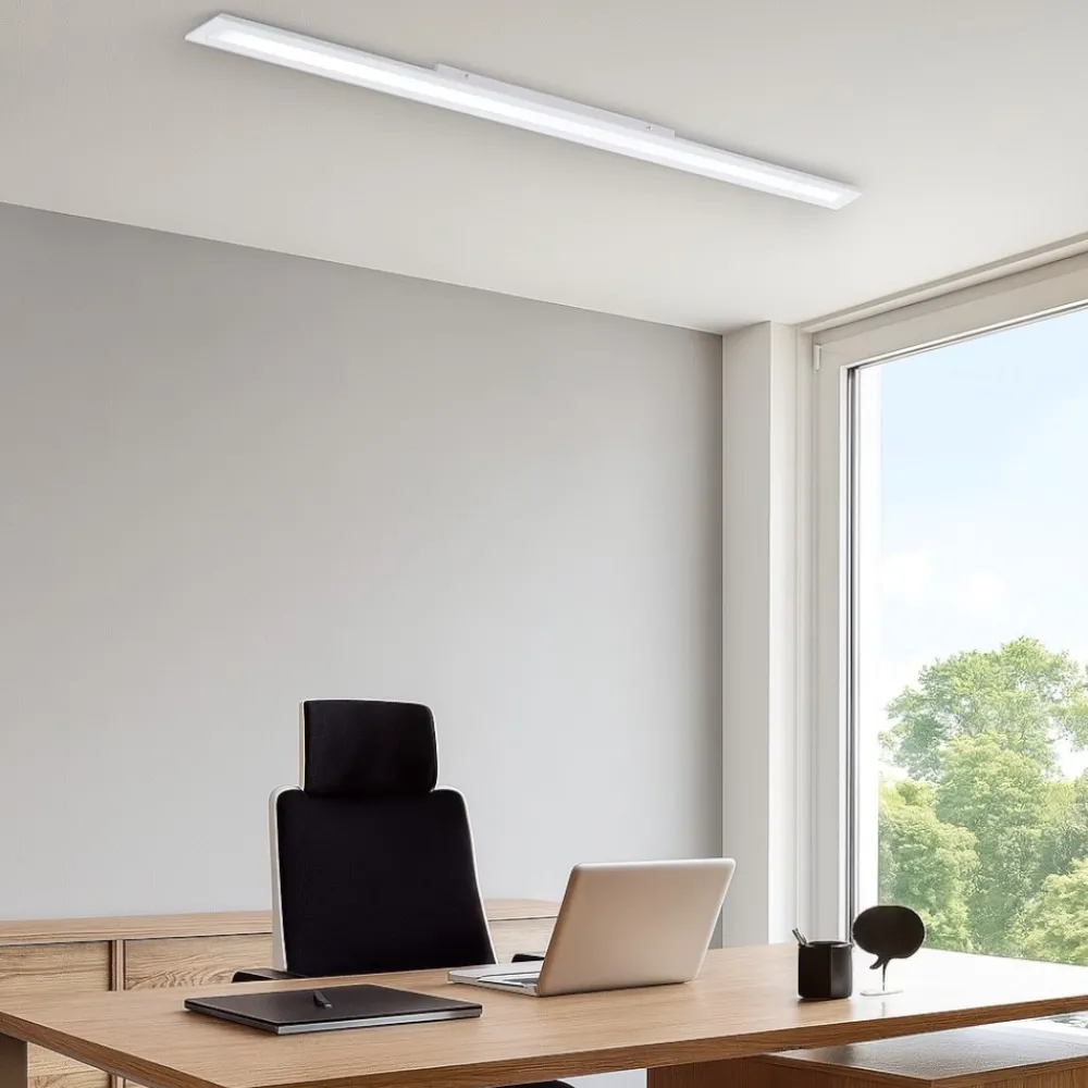 Plafoniere Moderne-Eglo salobrena plafoniera da cucina led 4000k rettangolare bianco