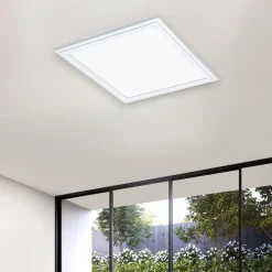 Plafoniere Moderne-Eglo salobrena plafoniera led dimmerabile 2700k-65000k quadrata controllo remoto app