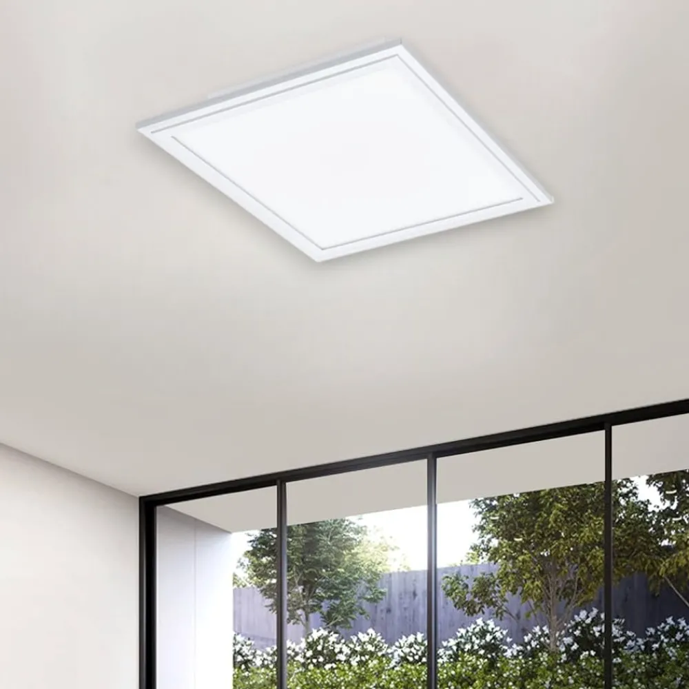 Plafoniere Moderne-Eglo salobrena plafoniera led dimmerabile 2700k-65000k quadrata controllo remoto app