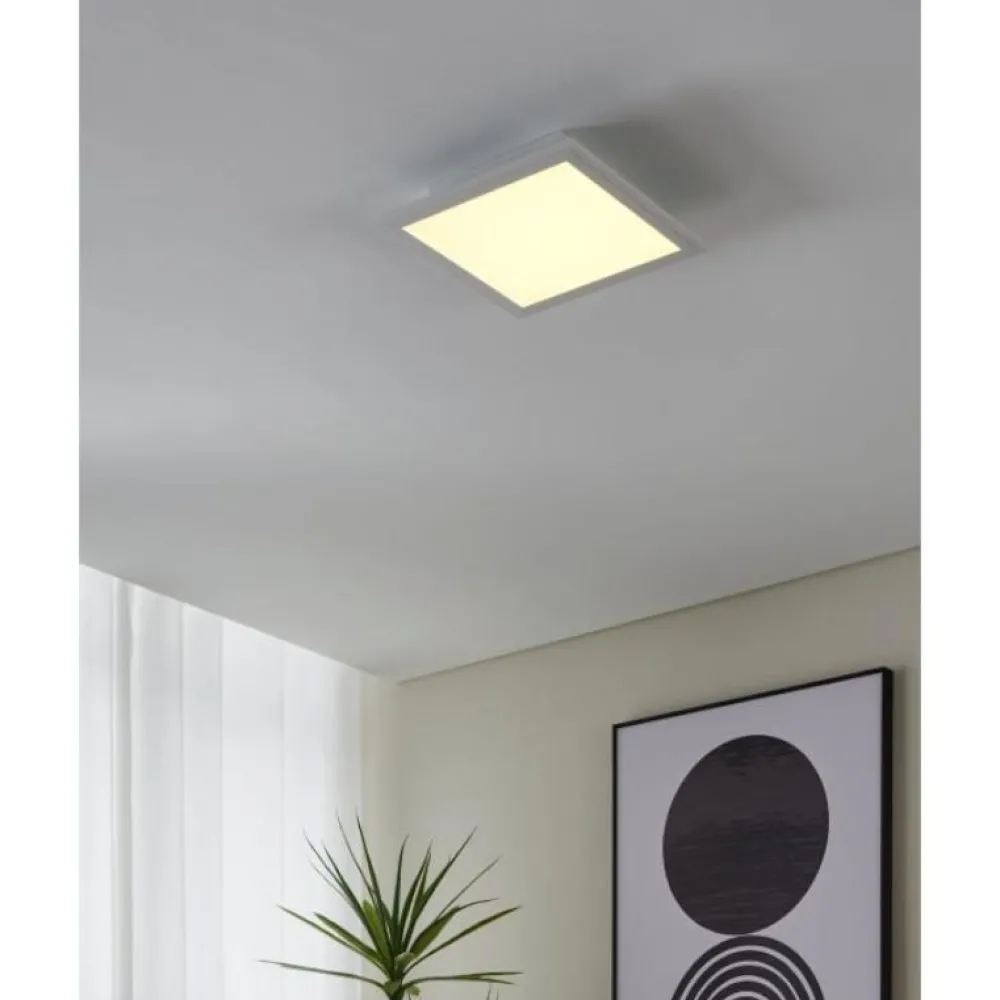 Plafoniere Moderne-Eglo salobrena plafoniera led dimmerabile 2700k-65000k quadrata controllo remoto app