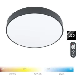 Plafoniere Moderne-Eglo salobrena plafoniera nera led 36w dimmerabile da 2700k a 6500k