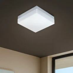 Plafoniere Da Esterno-Eglo sonella plafoniera da esterno quadrata led 8w 3000k bianca