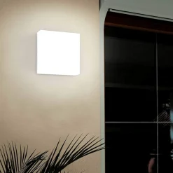 Plafoniere Da Esterno-Eglo sonella plafoniera da esterno quadrata led 8w 3000k bianca