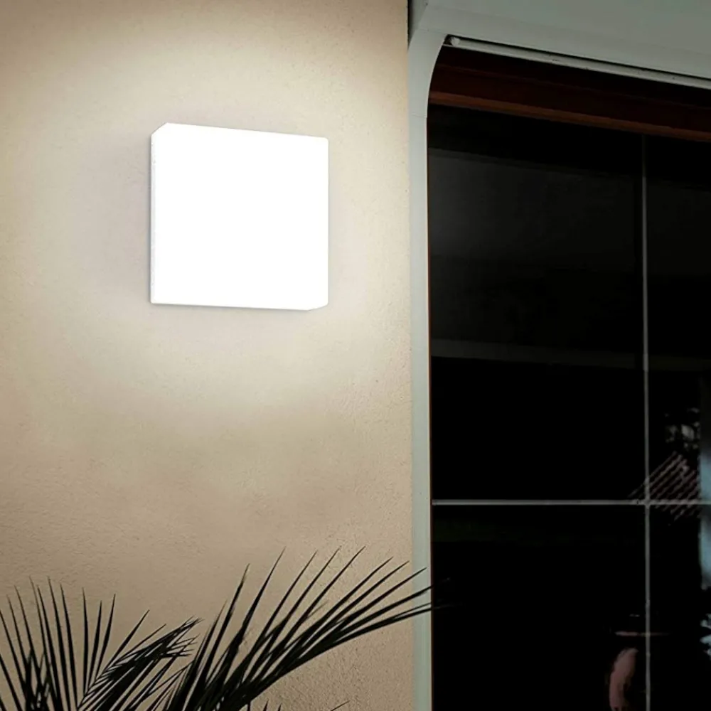 Plafoniere Da Esterno-Eglo sonella plafoniera da esterno quadrata led 8w 3000k bianca