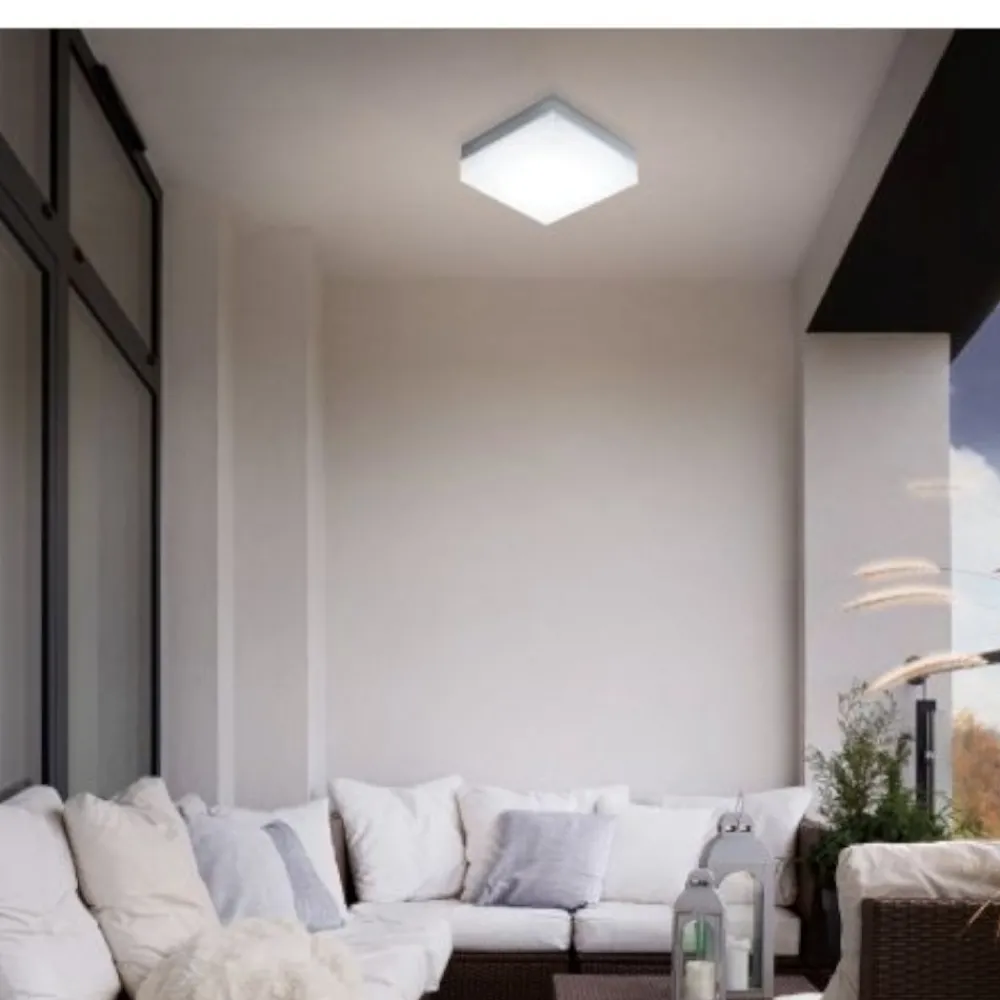 Plafoniere Da Esterno-Eglo sonella plafoniera da esterno quadrata led 8w 3000k bianca