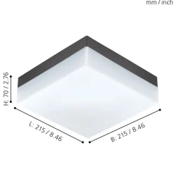 Plafoniere Da Esterno-Eglo sonella plafoniera da esterno quadrata led 8w 3000k bianca