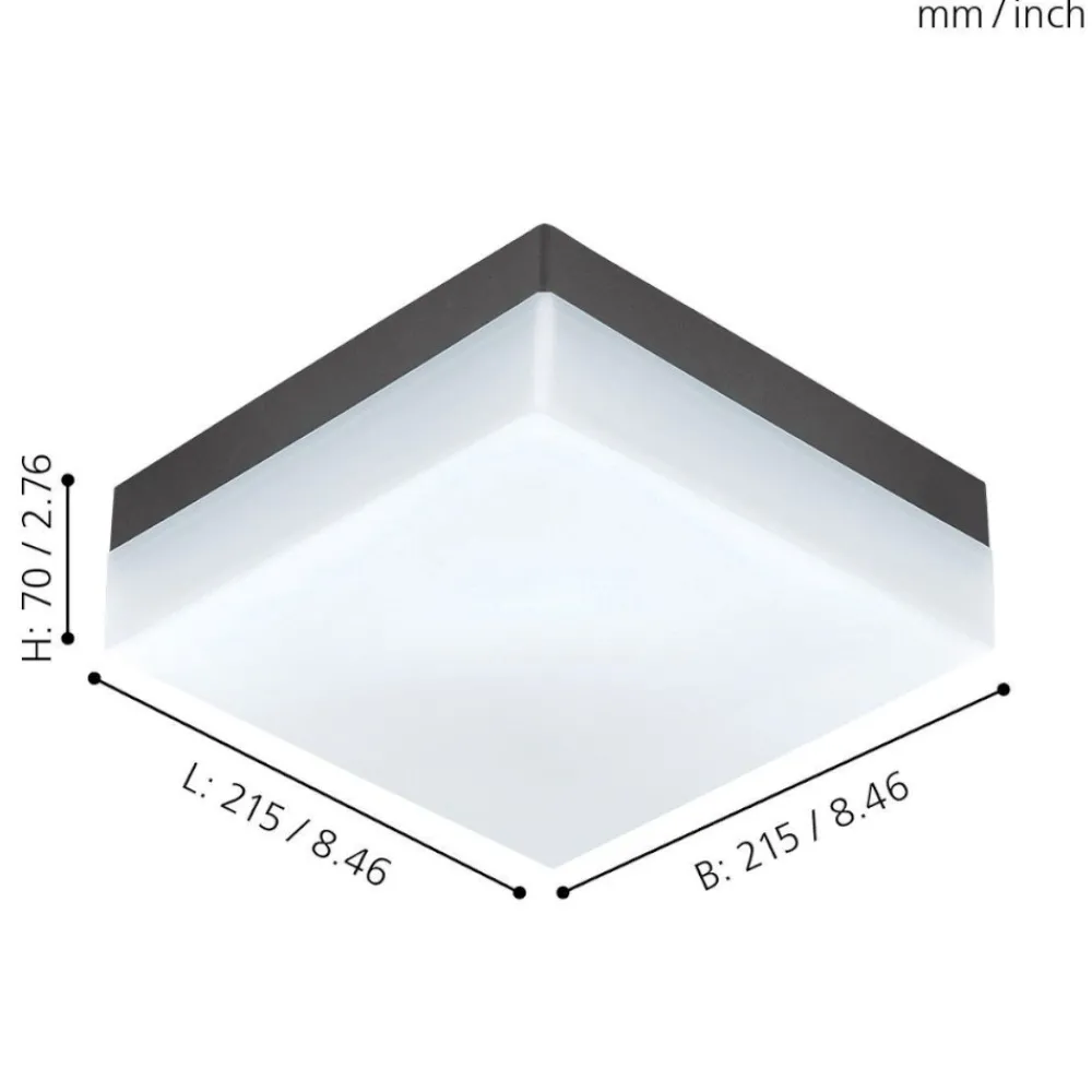Plafoniere Da Esterno-Eglo sonella plafoniera da esterno quadrata led 8w 3000k bianca